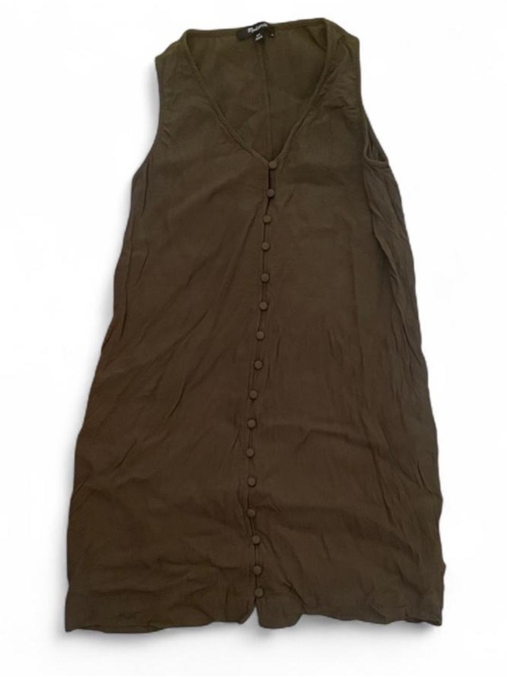 Madewell Olive Button-Front Sleeveless Tunic